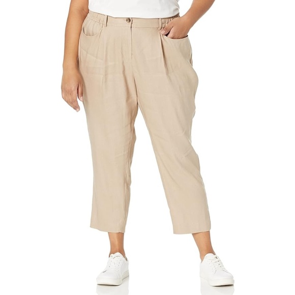 Calvin Klein Pants - NWT New Calvin Klein Oatmeal Beige Linen Blend Cropped Pants Size 3X